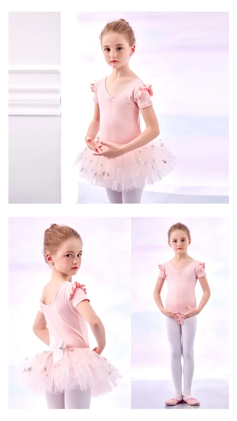 Girls Blue Butterfly Dance Dress Short Sleeve Split Set — feature 9