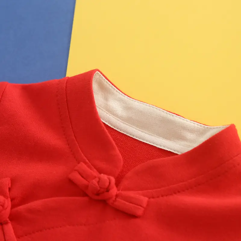 Red Han Dynasty Boys Girls Long Sleeve Suit