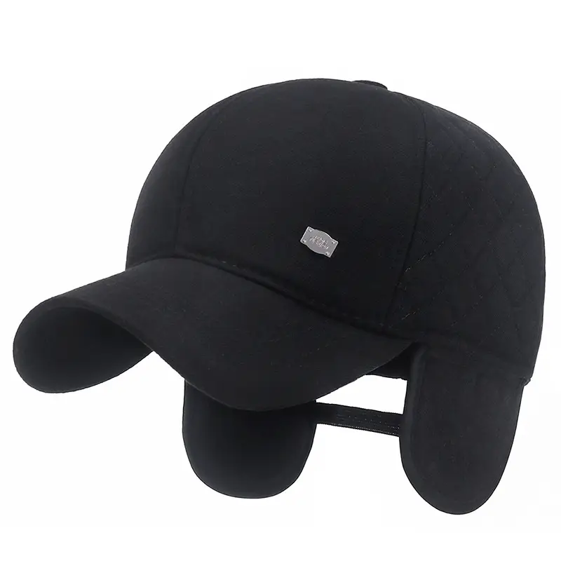 Men Winter Warm Black Cotton Cap - Image 7