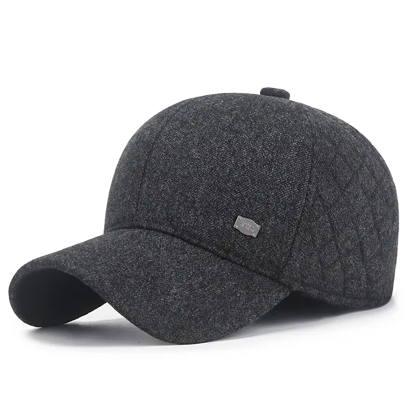Men Winter Warm Black Cotton Cap - Image 2