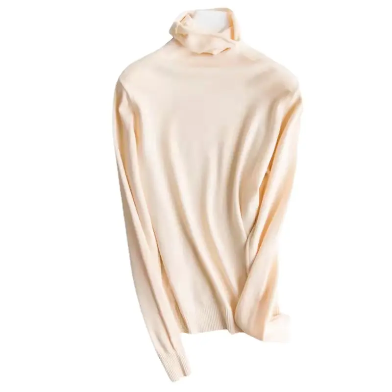 Women Wool Turtleneck Sweater Pink Large - Image 16