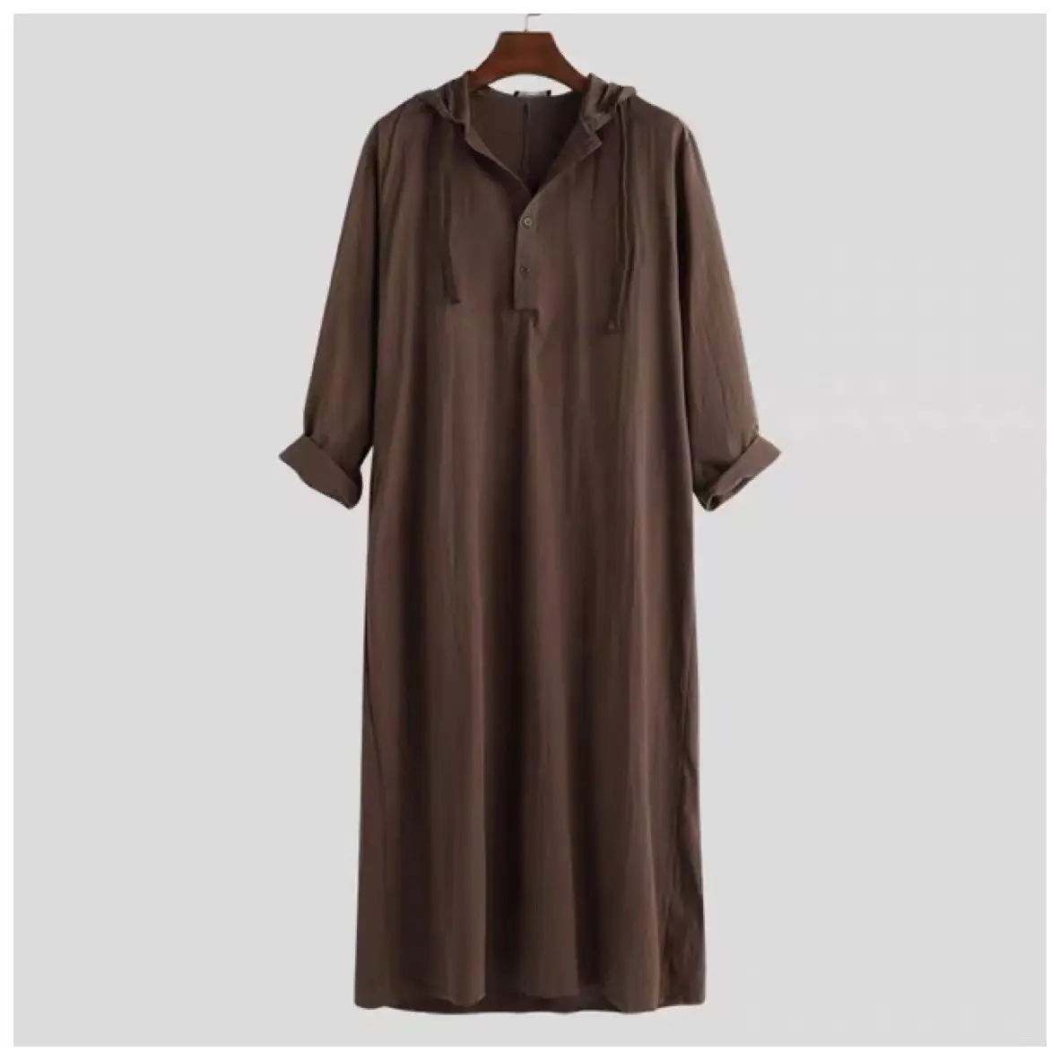 2022 New Muslim Hooded Shirt Navy Blue Long - Image 37