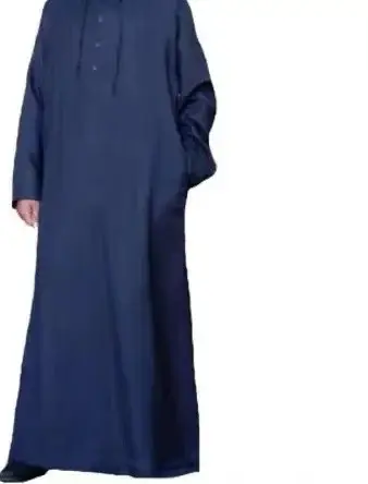 2022 New Muslim Hooded Shirt Navy Blue Long - Image 21
