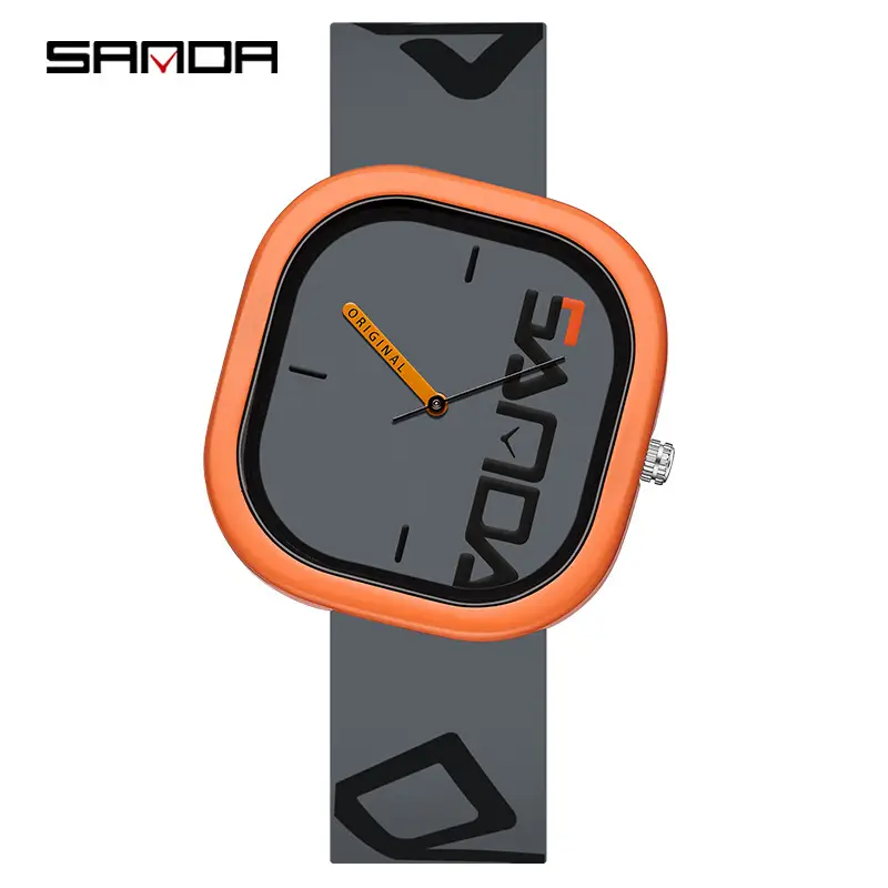Sanda Cross-Border Best-Selling Silicone Strap Watches for Male and Female Students and Teenagers, Creative Tilted Square Quartz Watches, Dropshipping - Image 12