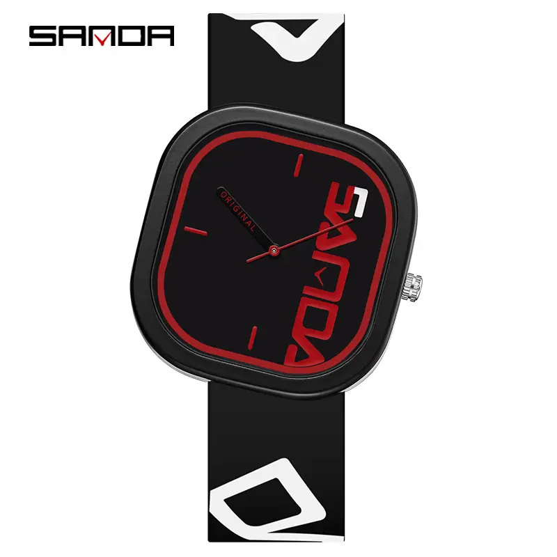 Sanda Cross-Border Best-Selling Silicone Strap Watches for Male and Female Students and Teenagers, Creative Tilted Square Quartz Watches, Dropshipping - Image 7