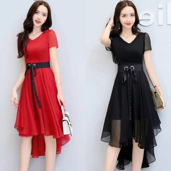Women Slim Fit Dress Red Black 2020 Summer - Image 6