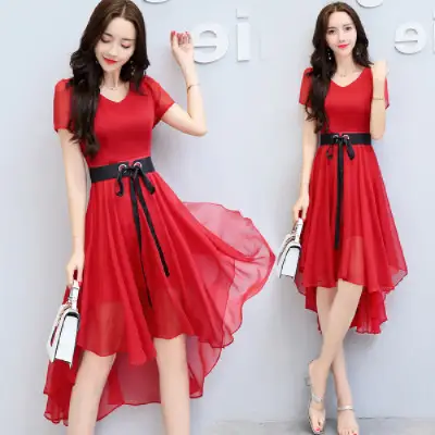 Women Slim Fit Dress Red Black 2020 Summer - Image 2
