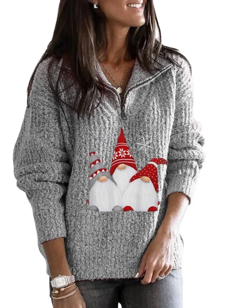 2023 Santa Claus Printed Knitted Women's Sweater - Image 2