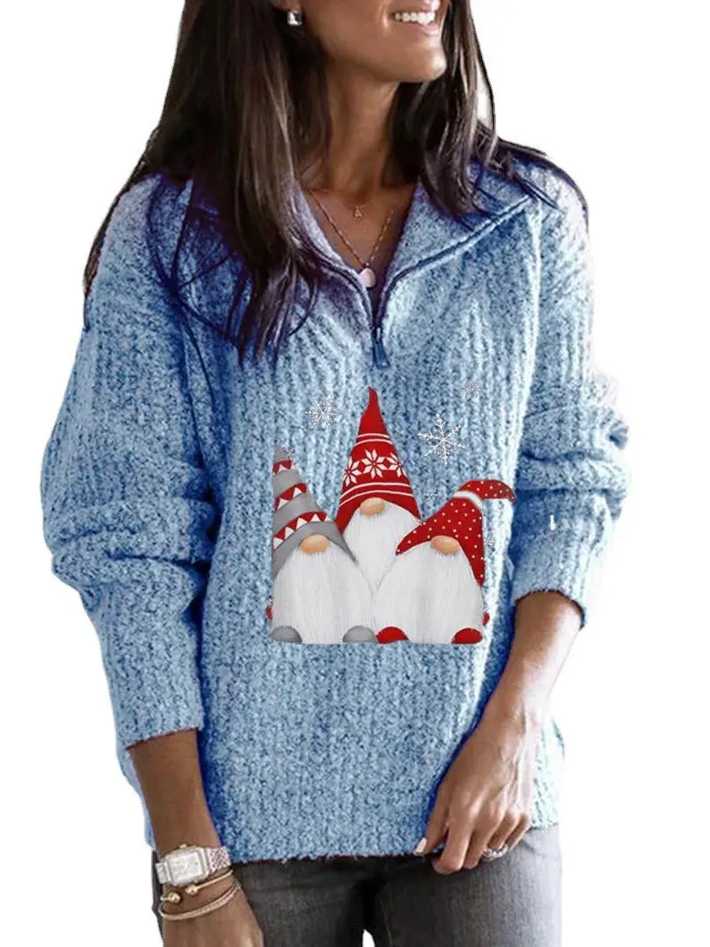 2023 Santa Claus Printed Knitted Women's Sweater - Image 3