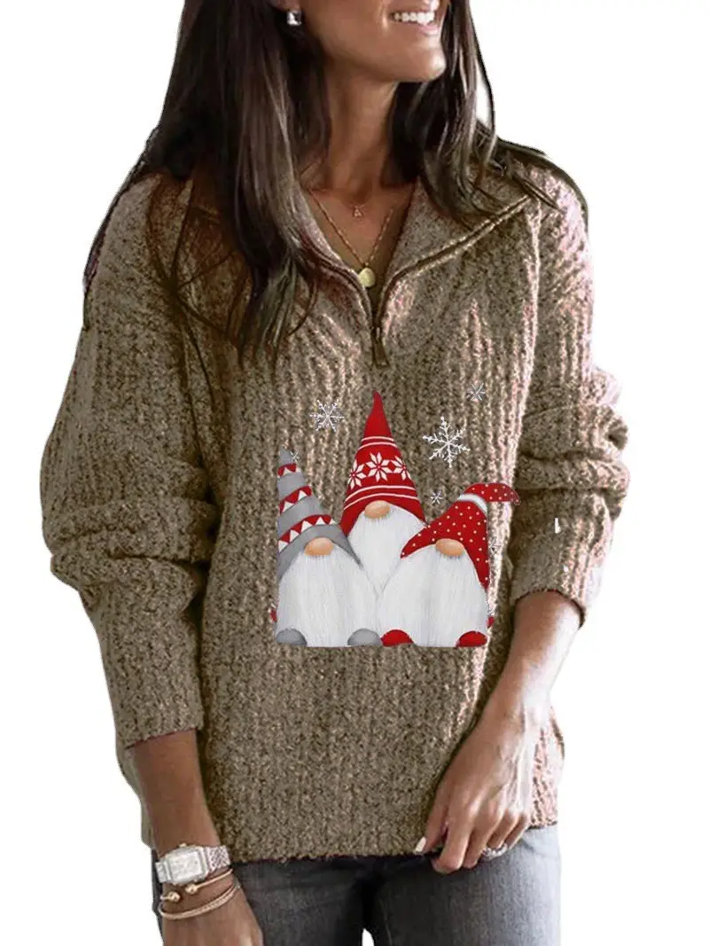 2023 Santa Claus Printed Knitted Women's Sweater - Image 5