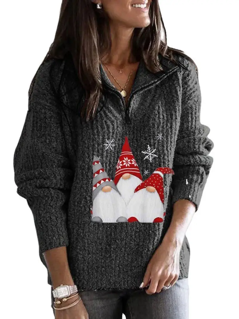 2023 Santa Claus Printed Knitted Women's Sweater - Image 6
