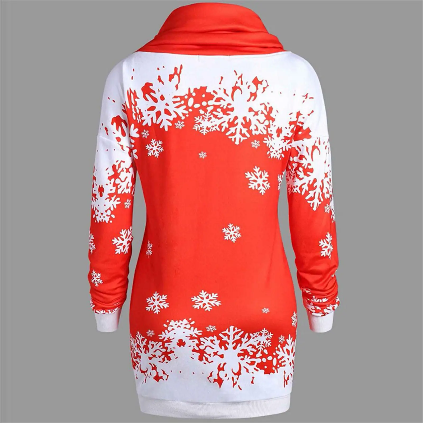 Snowflake Print Long Sleeve Hoodie Black White