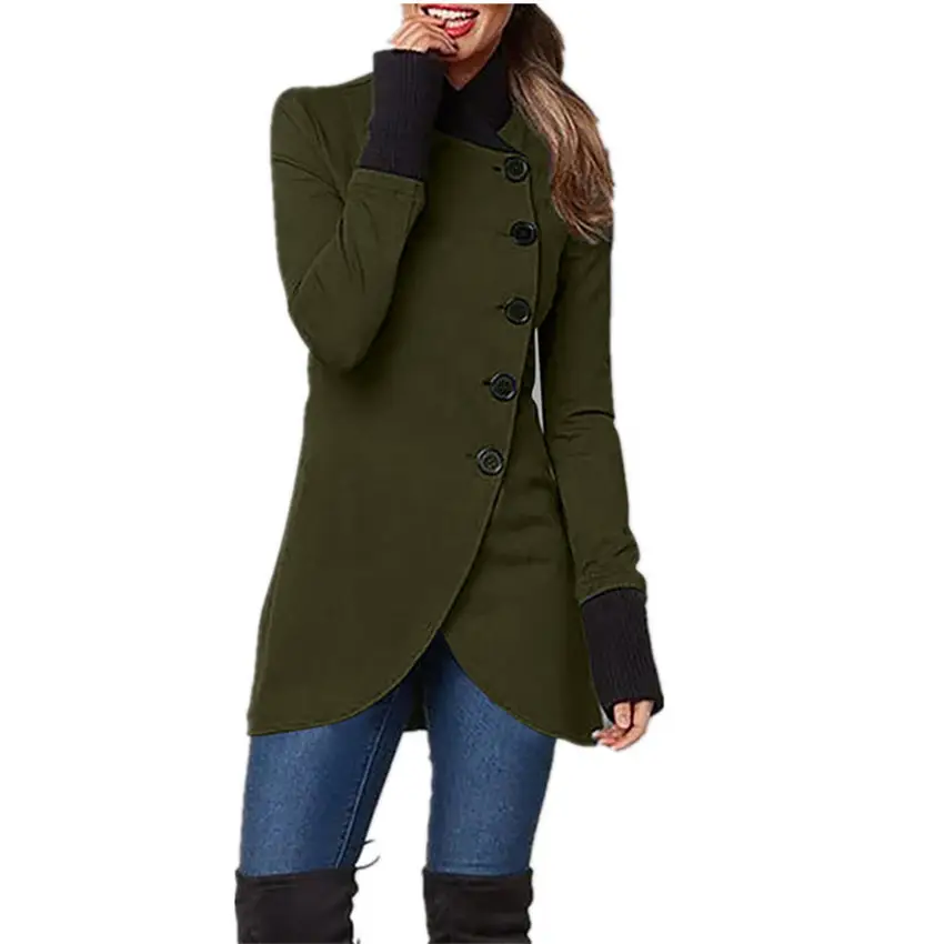 2021 Black Long Sleeve Coat with Button Front - Image 3