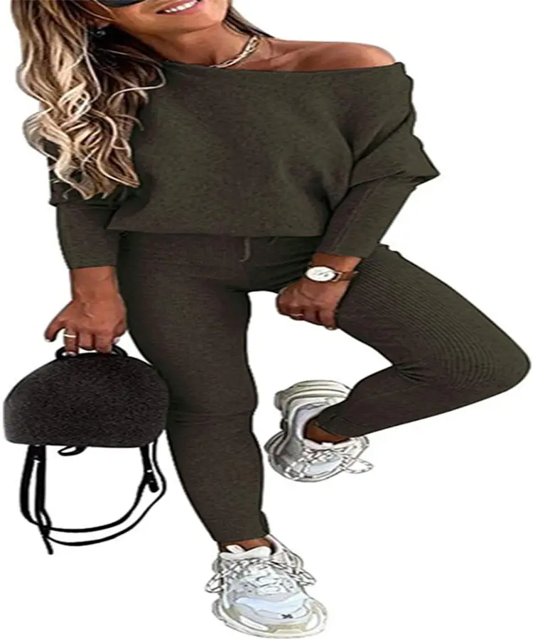 Women's Beige Jersey Jogger Pants with Loose Top & White Sneakers - Image 5