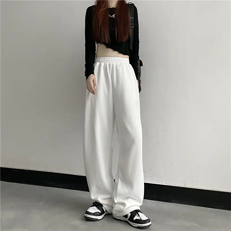 Women Cotton Letter Printed Spring Pants White Drawstring Casual — feature 10