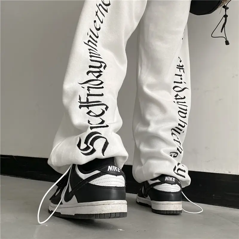 Women Cotton Letter Printed Spring Pants White Drawstring Casual — feature 12