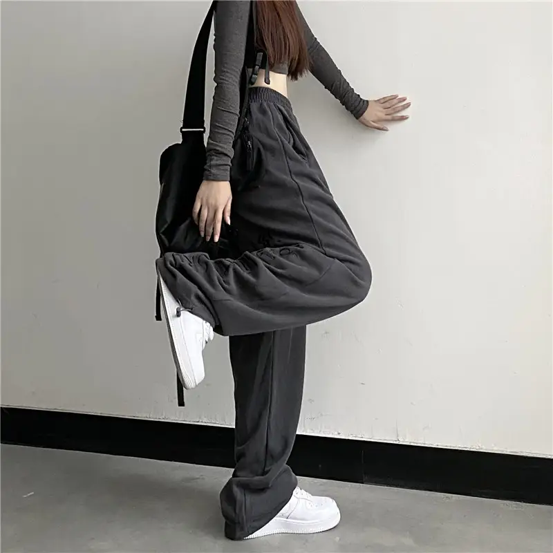 Women Cotton Letter Printed Spring Pants White Drawstring Casual — feature 2