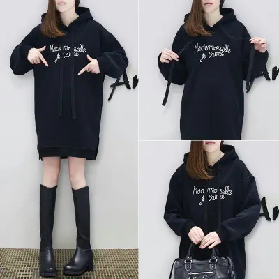 Women's Pink Fleece Hoodie with Embroidered Letter - Image 2