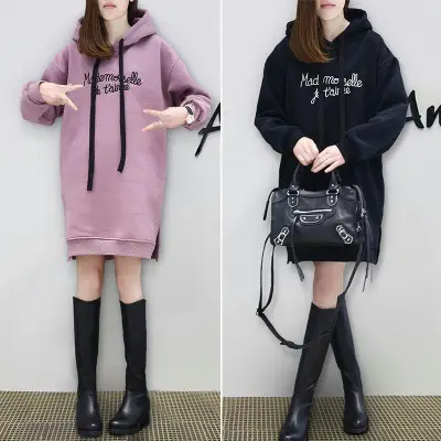 Women's Pink Fleece Hoodie with Embroidered Letter - Image 3