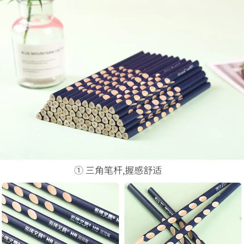 Factory Wholesale Hole Pencil Primary School Students Special 2B Pencil Sketch Painting Triangle Pole Hb Pencil Kidsren's Stationery — feature 7