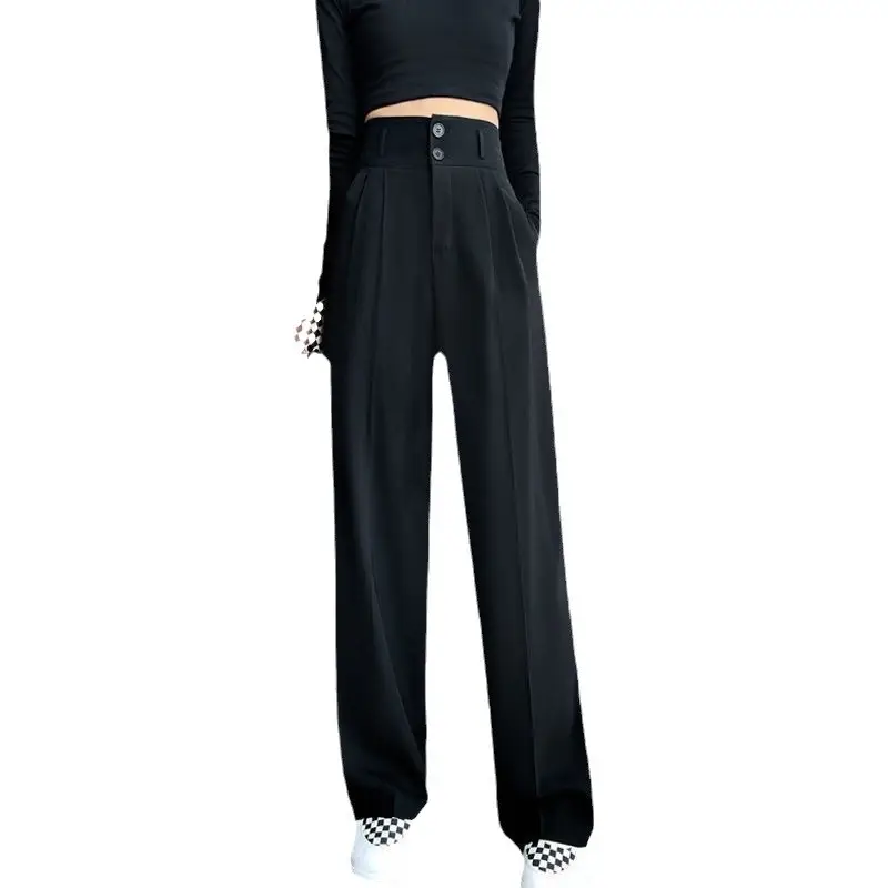 Black Wide Leg High Waist Pants Slim Fit Casual Women - Image 6
