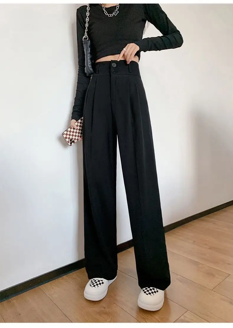 Black Wide Leg High Waist Pants Slim Fit Casual Women — feature 16
