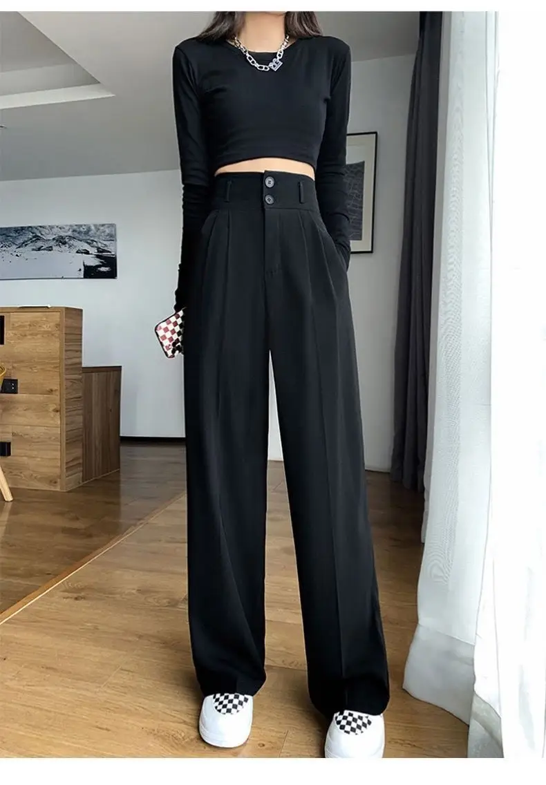 Black Wide Leg High Waist Pants Slim Fit Casual Women — feature 17