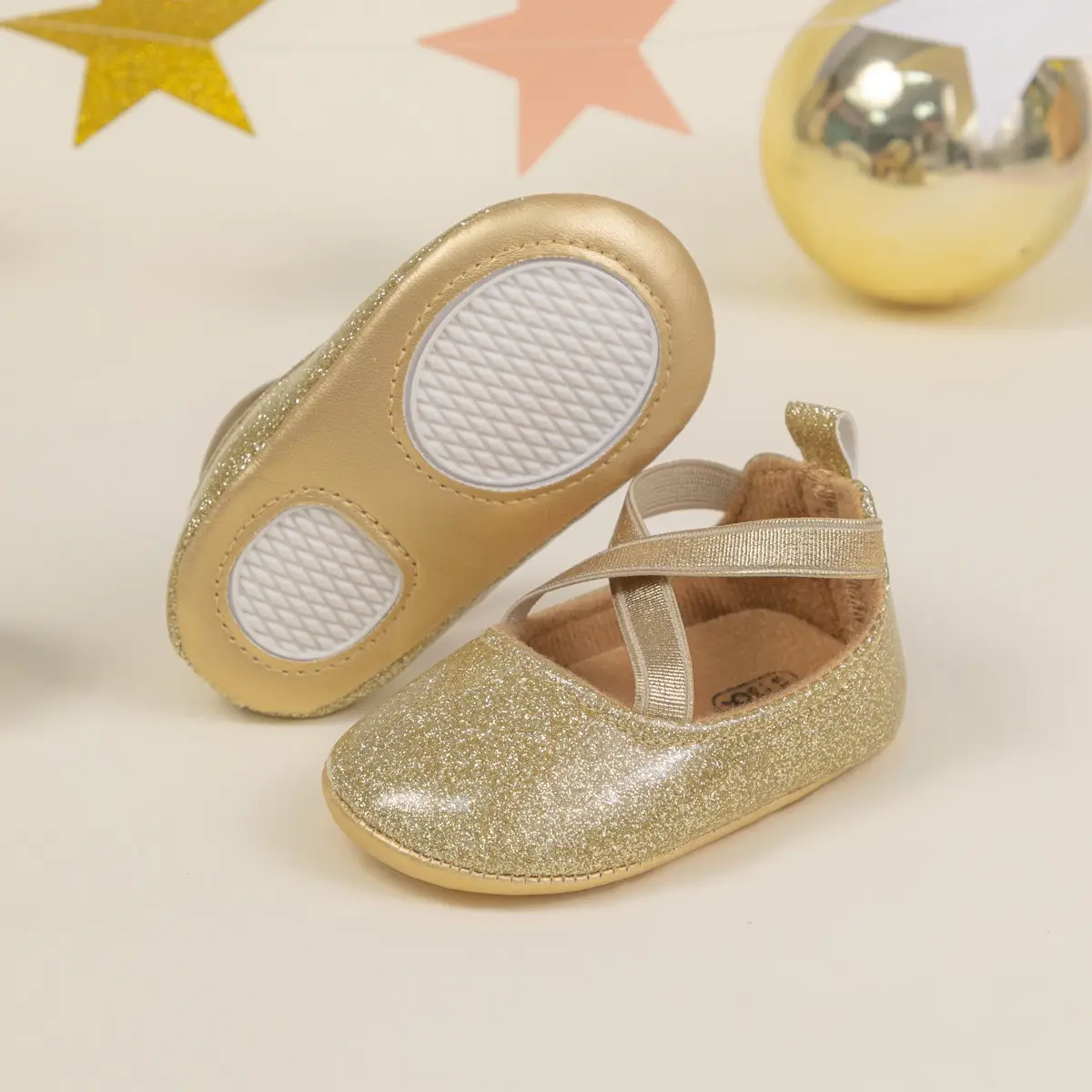 Gold Sequin Princess Baby Shoes Non-Slip Soft Sole