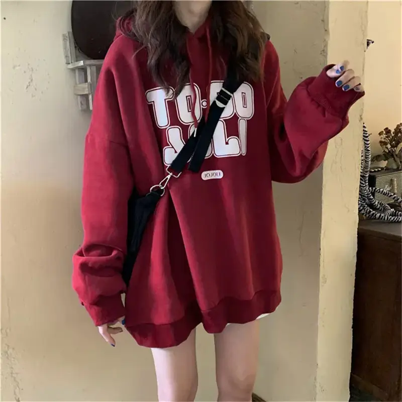 Women Fleece Hooded Sweater Autumn Winter Thickened - Image 5