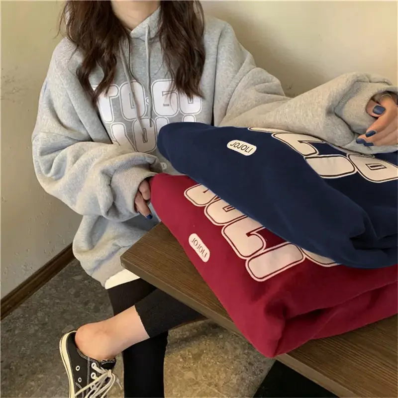 Women Fleece Hooded Sweater Autumn Winter Thickened — feature 2