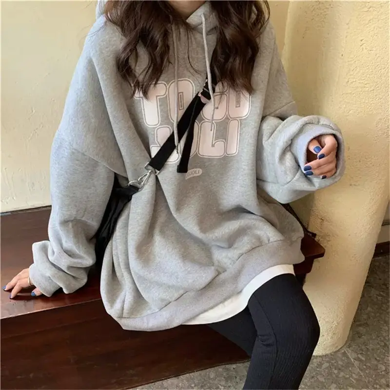 Women Fleece Hooded Sweater Autumn Winter Thickened — feature 3