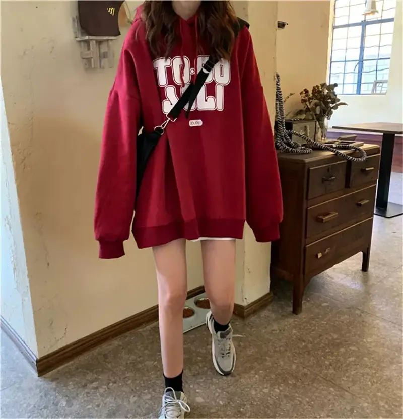Women Fleece Hooded Sweater Autumn Winter Thickened — feature 7