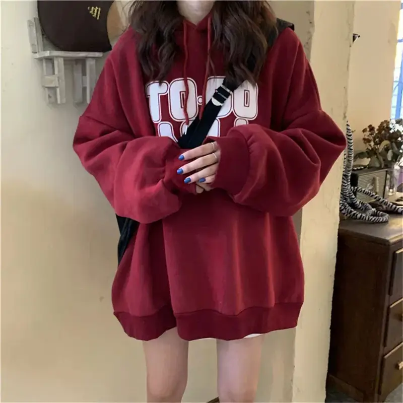 Women Fleece Hooded Sweater Autumn Winter Thickened — feature 9