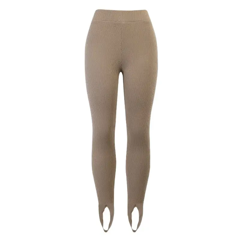 Women Slim Fit Yoga Pants Brown Cross-Border 2021