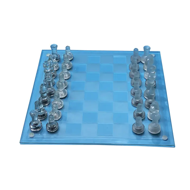 25*25cm frosted glass chess glass chess set crystal chess table puzzle game