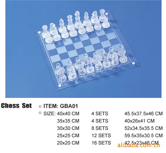 25*25cm frosted glass chess glass chess set crystal chess table puzzle game — feature 11