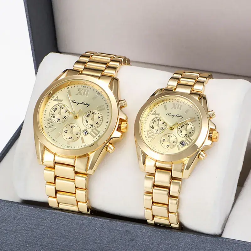 Men's Gold Quartz Chronograph Watch with Chain Strap - Image 14