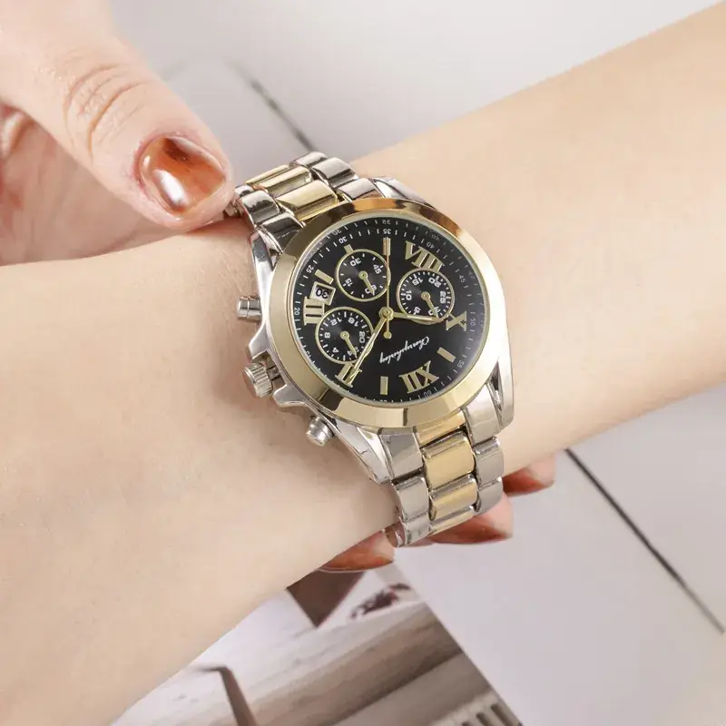 Men's Gold Quartz Chronograph Watch with Chain Strap - Image 12