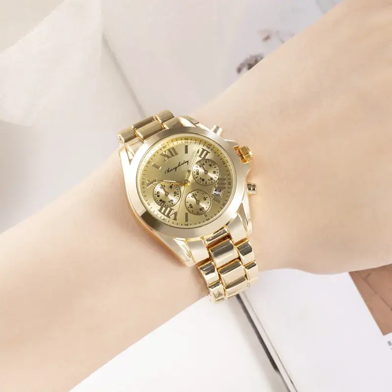 Men's Gold Quartz Chronograph Watch with Chain Strap - Image 10