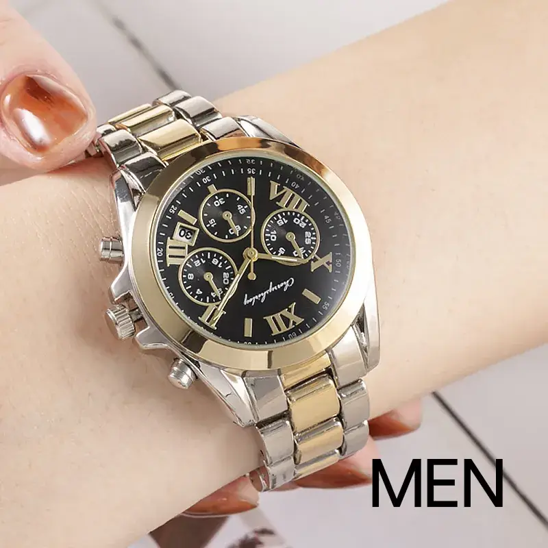 Men's Gold Quartz Chronograph Watch with Chain Strap - Image 11