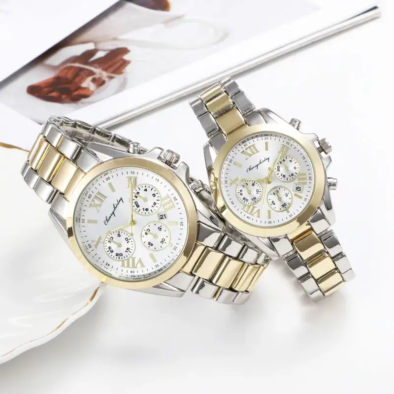 Men's Gold Quartz Chronograph Watch with Chain Strap - Image 3
