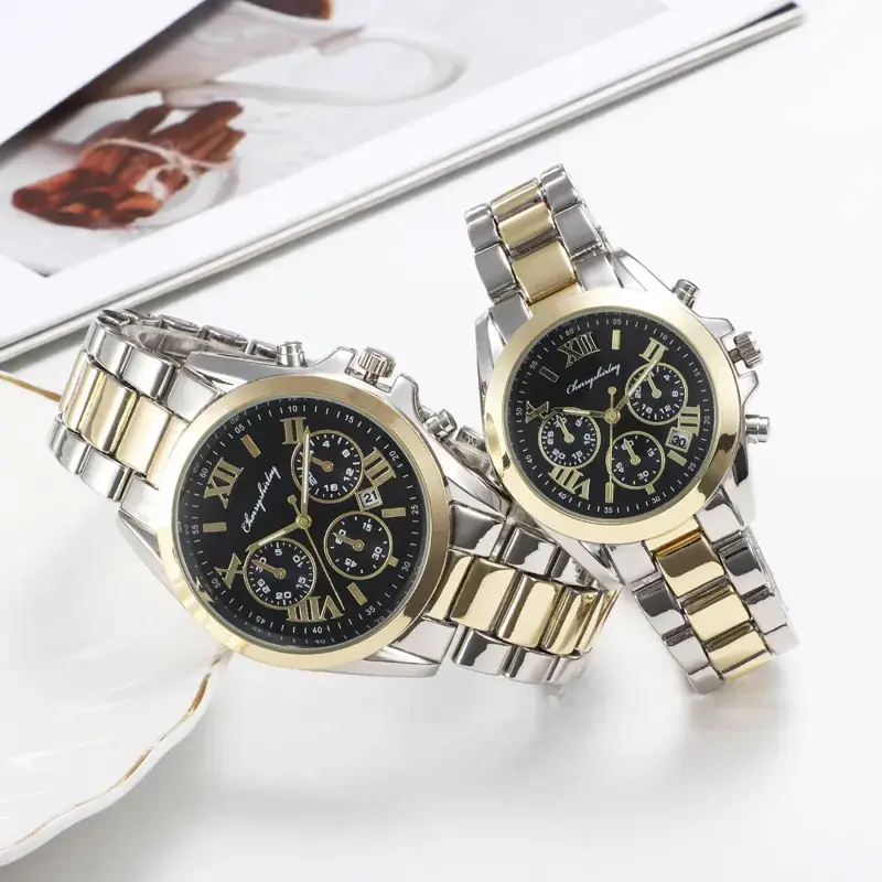 Men's Gold Quartz Chronograph Watch with Chain Strap - Image 4