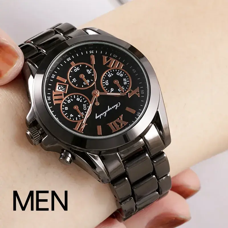 Men's Gold Quartz Chronograph Watch with Chain Strap - Image 5