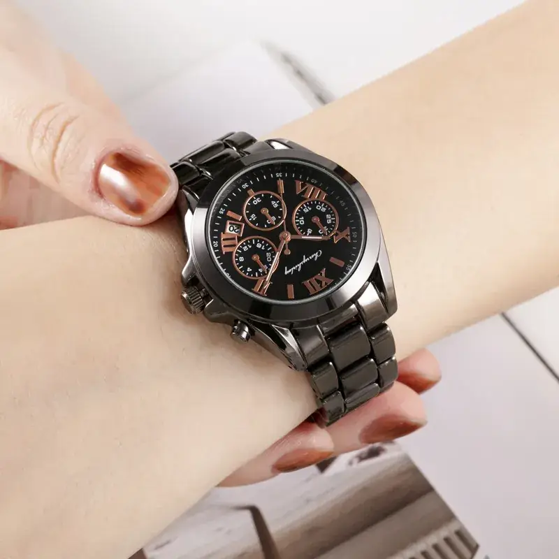 Men's Gold Quartz Chronograph Watch with Chain Strap - Image 6