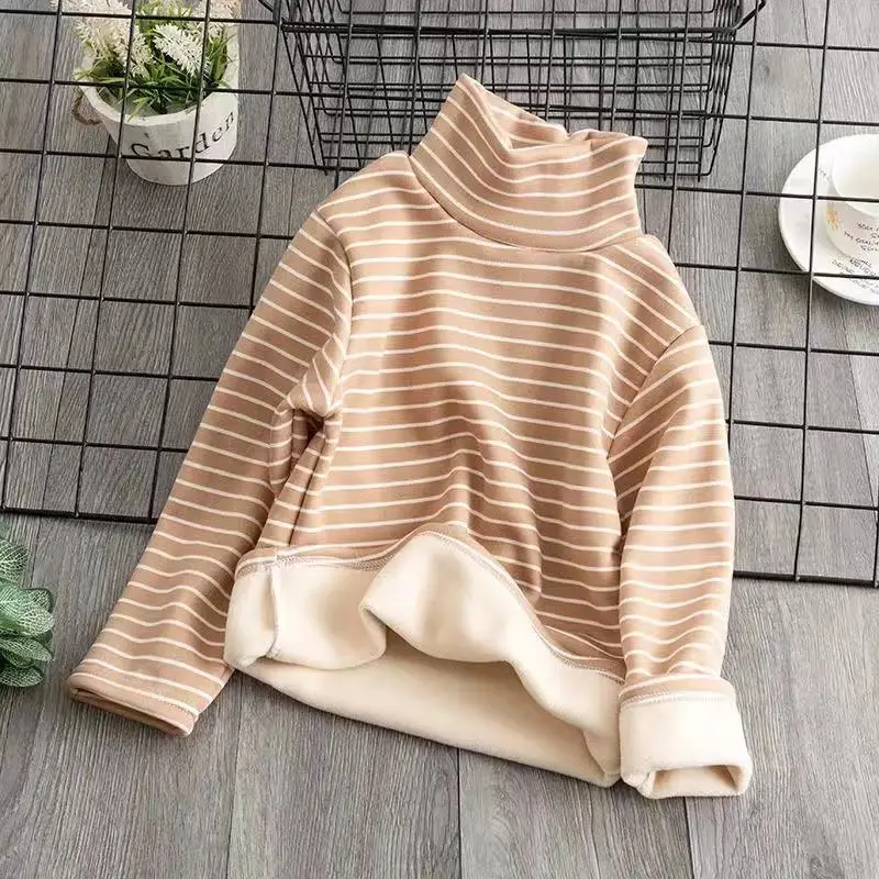 Kids Striped T-Shirt Thick Cotton Autumn Wear - Image 2