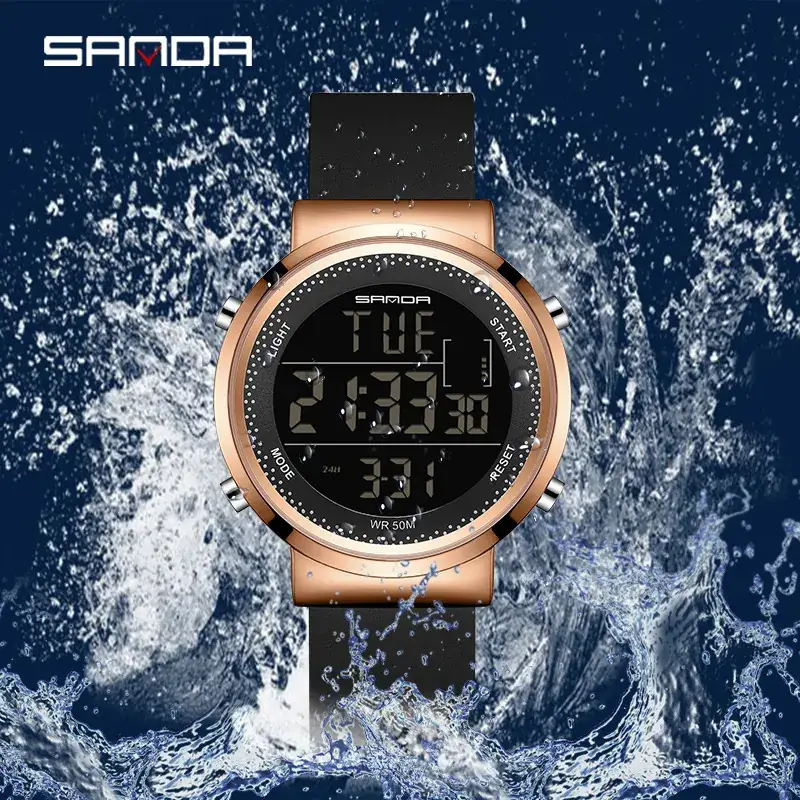 Sanda Digital Watch Black Silicone Band Male Female - Image 7