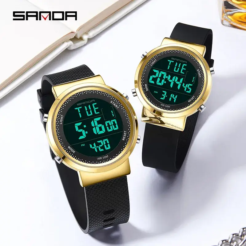 Sanda Digital Watch Black Silicone Band Male Female - Image 8