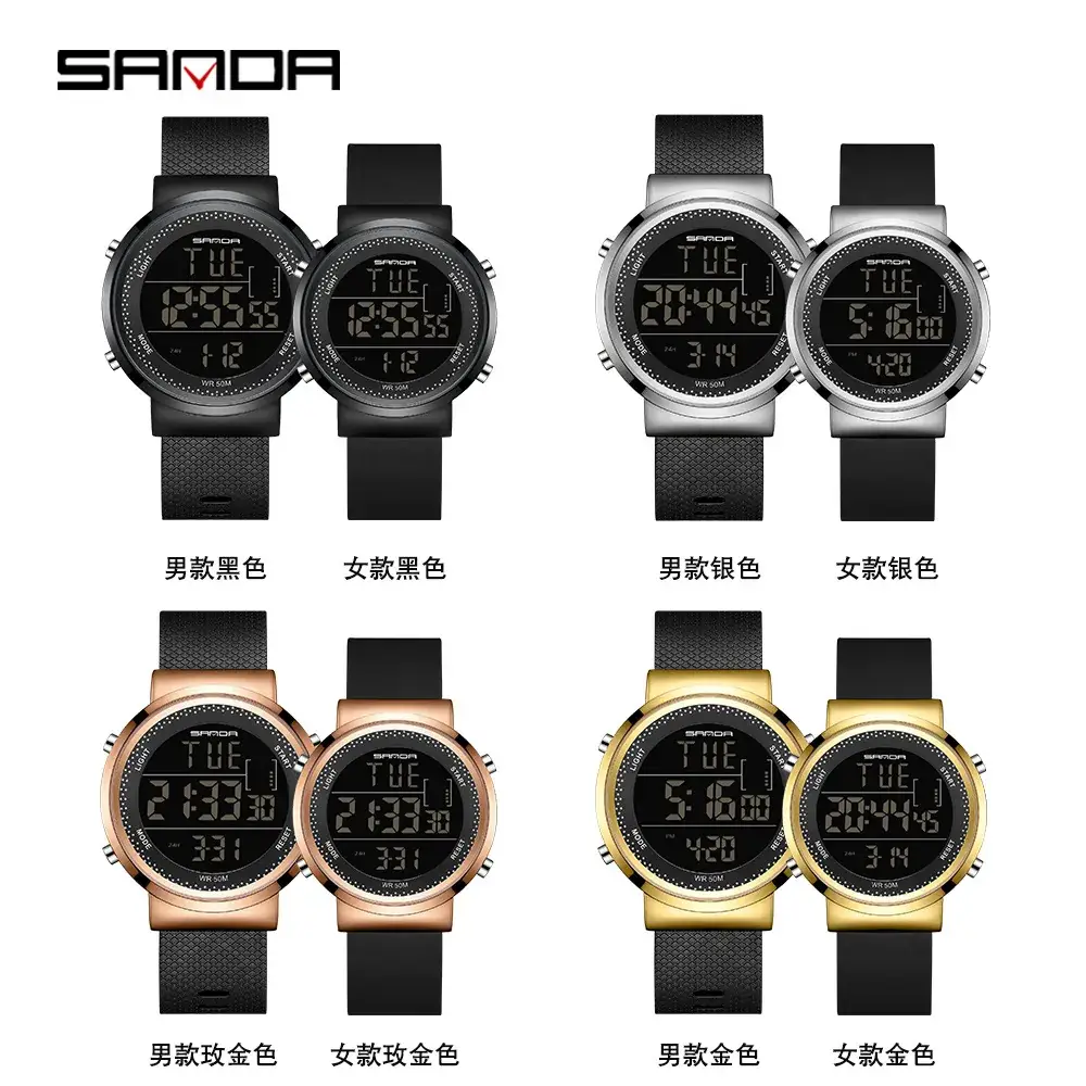 Sanda Digital Watch Black Silicone Band Male Female - Image 9