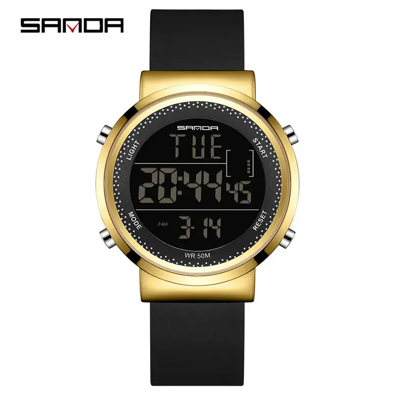 Sanda Digital Watch Black Silicone Band Male Female - Image 4
