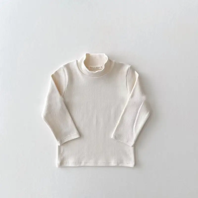 Kids Half High Collar T-Shirt White Floral Baby Western Style - Image 2